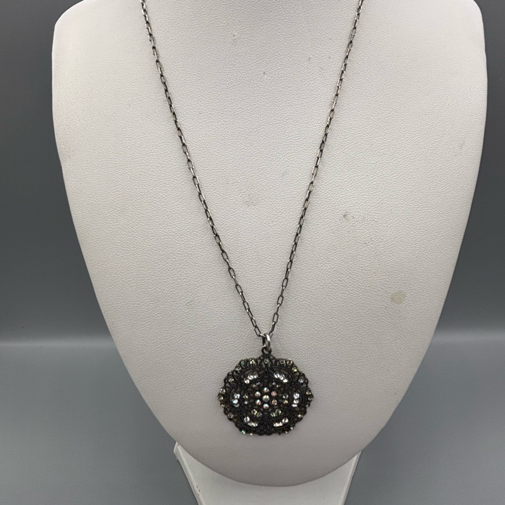 Vintage Catherine Popesco Filigree with Rhinestones Necklace JP272